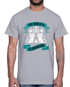 the world is my cats playground Style 119#- cats- Cotton Tee