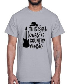 this girl loves country music 1163#- western- Cotton Tee
