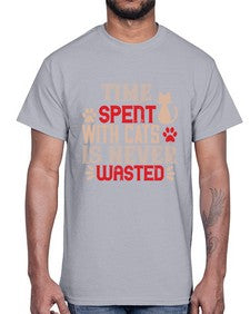 time spend with cat is never wasted Style 121#- cats- Cotton Tee