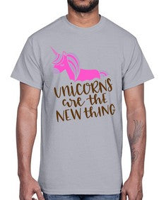 unicorns are the new thing 529#- unicorn- Cotton Tee