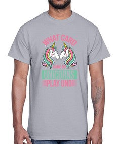 what card game do unicorns play uno 548#- unicorn- Cotton Tee