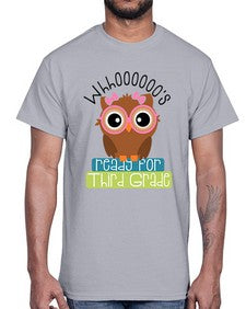 whooos ready for third grade girl 1010#- third grade- Cotton Tee