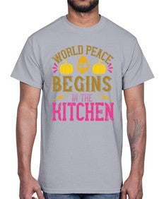 world peace begins in the kitchen 496#- vegan- Cotton Tee