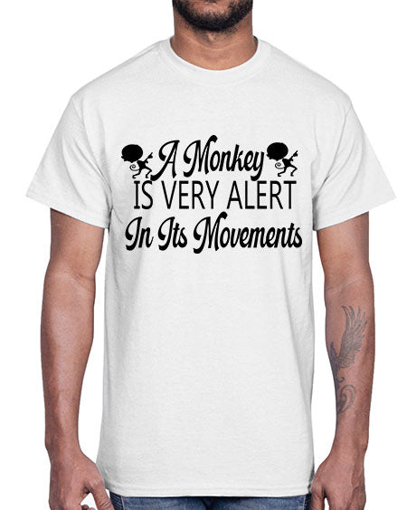 A monkey is very alert - monkey- Cotton Tee