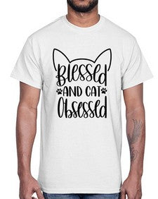 Blessed And Cat Obsessed Style 79#- cats- Cotton Tee