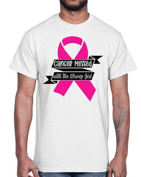 Cancer Messed with the Wrong Girl 30#- breast cancer- Cotton Tee