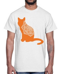 CatMandala 324#- mandala- Cotton Tee