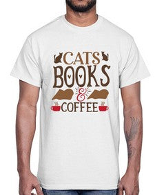 Cats Books Coffee Style 9#- cats- Cotton Tee