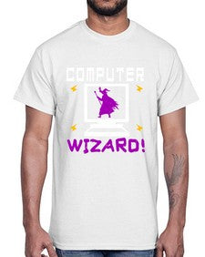 Computer wizard 52#- computer- Cotton Tee