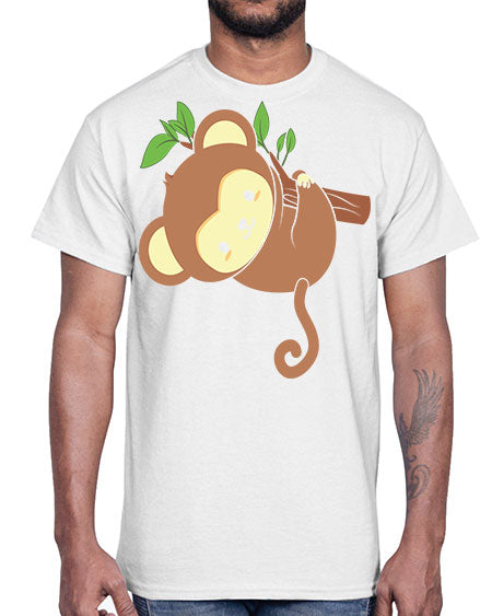 Cute Monkey Hanging on Tree 4#- monkey- Cotton Tee