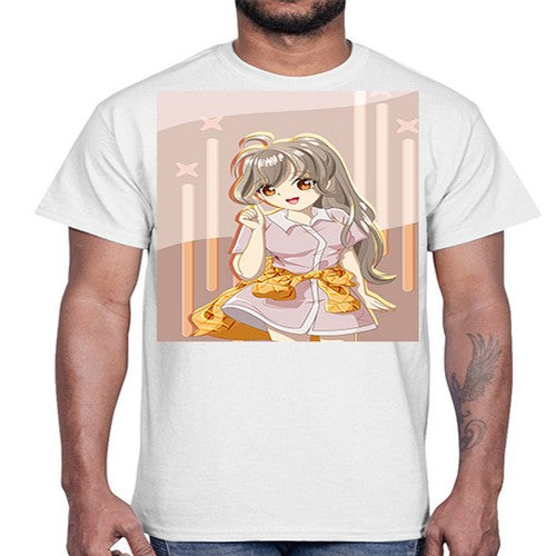 Cute and happy girl with picnic outfit 10#- anime- Cotton Tee