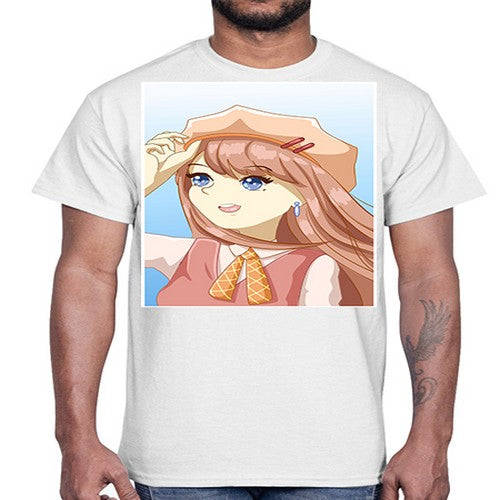 Cute beautiful and funny girl with hat 66#- anime- Cotton Tee