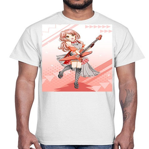 Cute rock star girl with guitar game 17#- anime- Cotton Tee