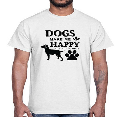 Dogs Make Me Happy Style 44#- dogs- Cotton Tee