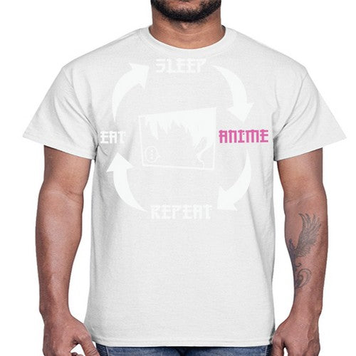 Eat Sleep Anime Repeat Anime Anime 226#- anime- Cotton Tee