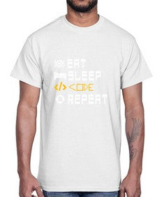 Eat sleep code repeat 49#- computer- Cotton Tee