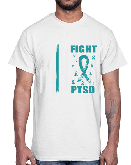 Fight PTSD Awareness American Flag 24#- PTSD- Cotton Tee