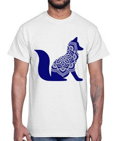 FoxMandalaUpdated 463#- mandala- Cotton Tee