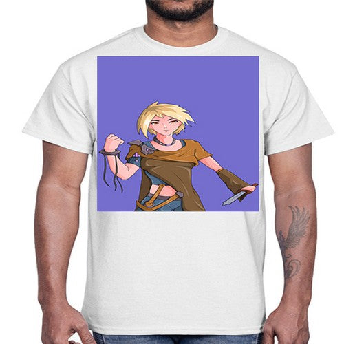 Girl hold knife 12#- anime- Cotton Tee