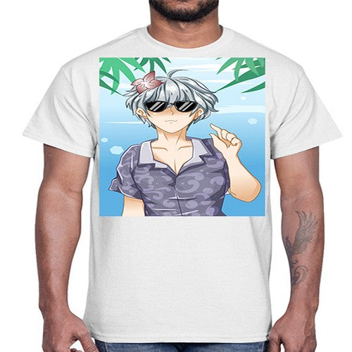 Handsome boy with sunglasses on the beach in summer holiday 44#- anime- Cotton Tee