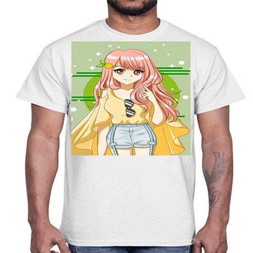 Happy and cute yellow blouse in summer holiday 43#- anime- Cotton Tee