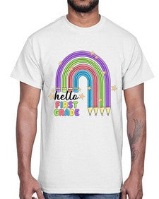 Hello first Grade Pencil Rainbow 279#- first grade- Cotton Tee