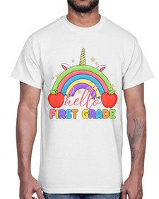 Hello first Grade Unicorn Rainbow 281#- first grade- Cotton Tee