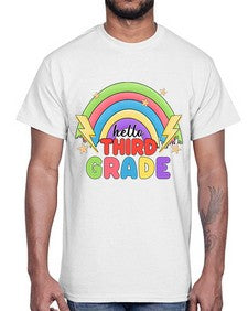 Hello third Grade Rainbow 348#- third grade- Cotton Tee