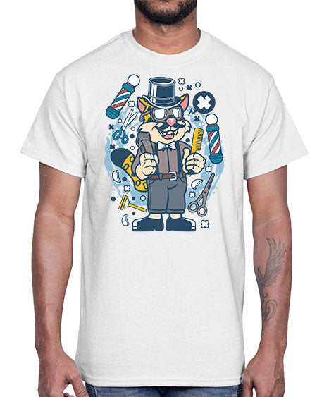Hipster Barber Leopard836#- barber- Cotton Tee