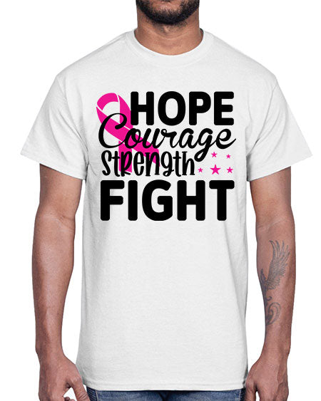 Hope Courage Strength Fight 21#- breast cancer- Cotton Tee
