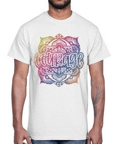 Mandala Courage Rainbow Glitter 758#- mandala- Cotton Tee