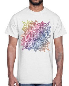 Mandala Teach Love Inspire Rainbow Glitter 762#- mandala- Cotton Tee