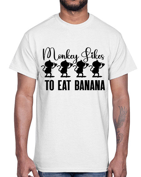 Monkey likes to eat banana - monkey- Cotton Tee
