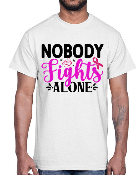 Nobody Fights Alone 12#- breast cancer- Cotton Tee