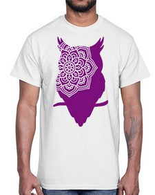 OwlMandalaUpdated 976#- mandala- Cotton Tee
