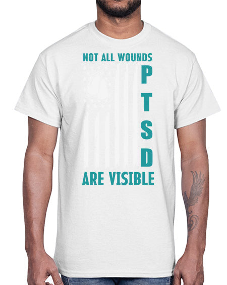 PTSD Awareness Not All Wounds 8#- PTSD- Cotton Tee
