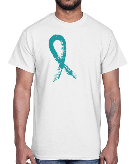 PTSD Teal Ribbon Distressed US 7#- PTSD- Cotton Tee