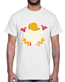 Pancake on fire 200#- cartoon food- Cotton Tee