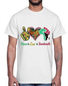 Peace Love Juneteenth Day Fist Png 8#- black juneteenth- Cotton Tee