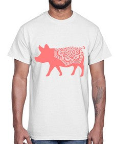 PigMandala 985#- mandala- Cotton Tee