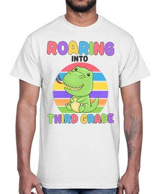 Roaring to third Grade Trex 773#- third grade- Cotton Tee