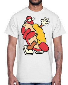 Walking hotdog 262#- cartoon food- Cotton Tee