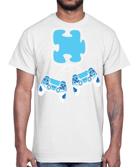 autism awareness gamer puzzle piece 11#- autism- Cotton Tee