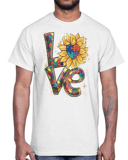 autism love sunflower- autism- Cotton Tee