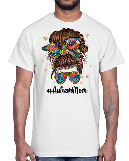 autism mom 3#- autism- Cotton Tee