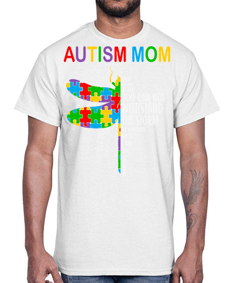 autism mom dragonfly puzzle pieces 47#- autism- Cotton Tee