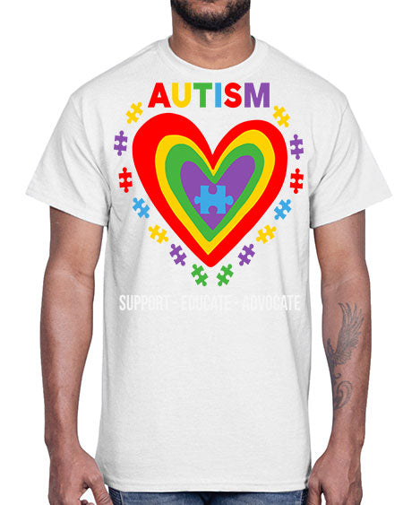 autism support educate 55#- autism- Cotton Tee