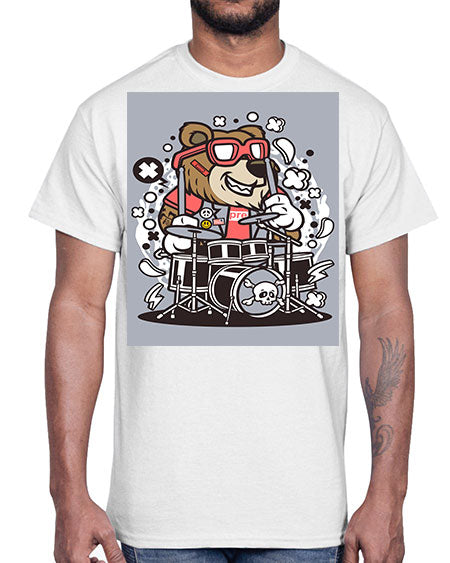 bear drummer 33#- bears - animals- Cotton Tee