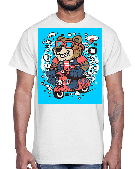 bear scooterist 41#- bears - animals- Cotton Tee