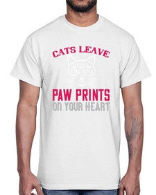 cats leave paw prints on your heart Style 39#- cats- Cotton Tee